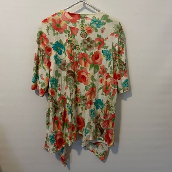 Charter Club cardigan 3X plus Womens Cream Floral Mix Boho fairy summer artsy - Picture 11 of 11